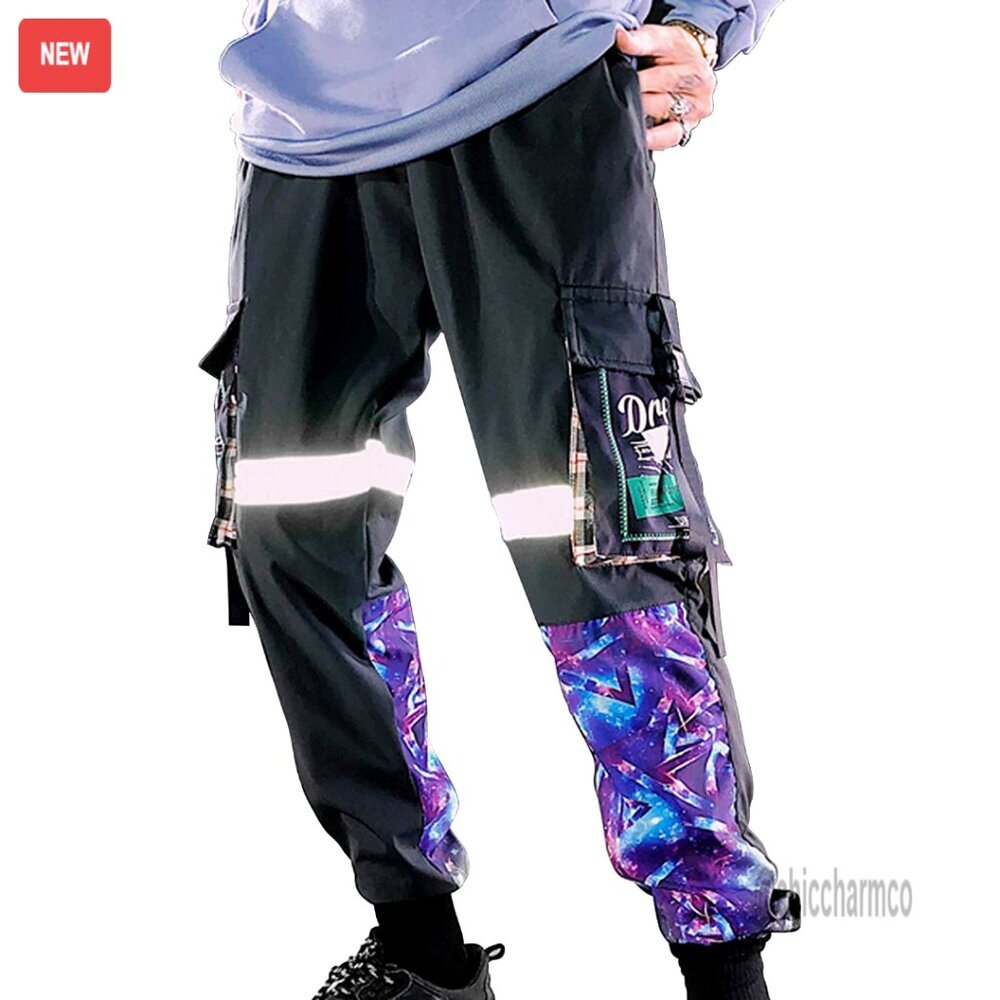 Men's Reflective Joggers Techwear Cargo Sweatpants Streetwear Pants
